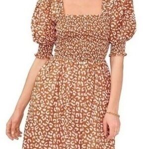 Brown and White Leopard Print Dress